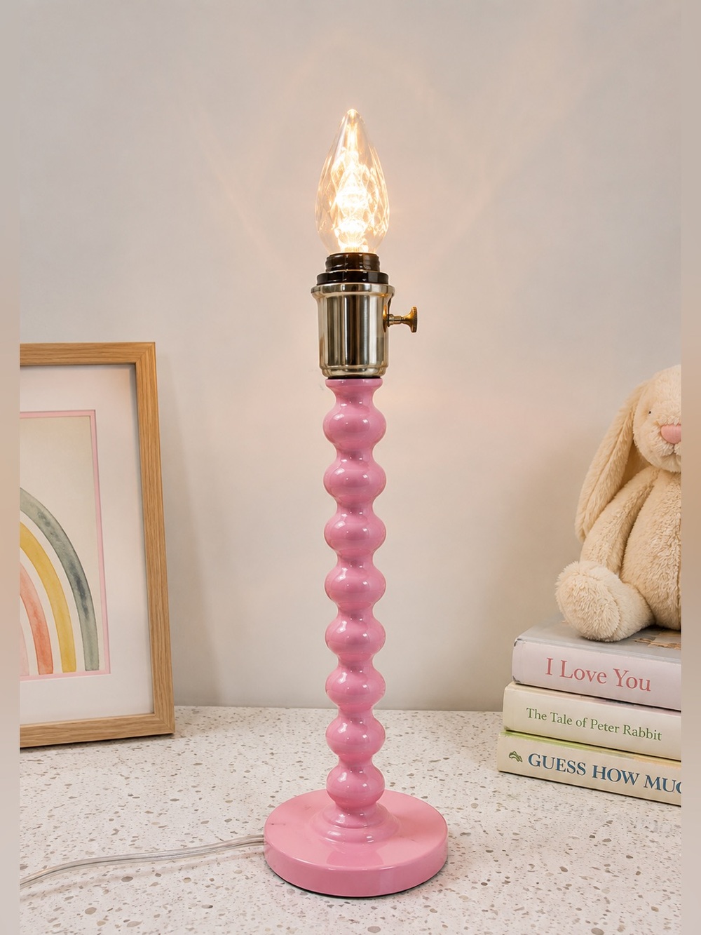 Pottery Barn Kids Pink Spiral Party‎ Lamp NO Shade